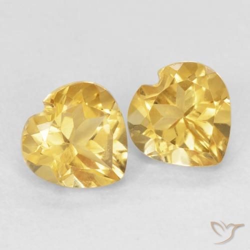 1.58 ctw Golden Citrine Stones, Natural Citrine in Heart Facet Shape for Sale
