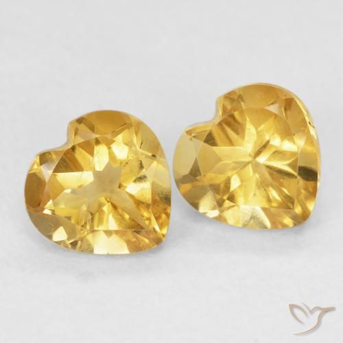 1.51 ctw Golden Citrine Stones, Natural Citrine in Heart Facet Shape for Sale