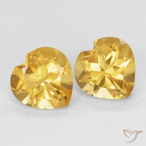 1.45 ctw Golden Citrine Stones, Natural Citrine in Heart Facet Shape for Sale