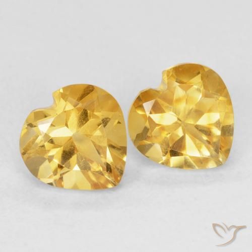 1.52 ctw Golden Citrine Gemstones, Citrine Gems in Heart Facet Shape for Sale.