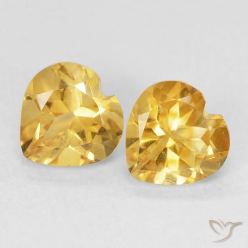 1.52 ctw Golden Citrine Stones, Natural Citrine in Heart Facet Shape for Sale