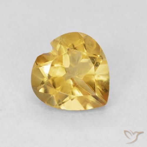 0.72 ct Golden Citrine Stone, Natural Citrine in Heart Facet Shape for Sale