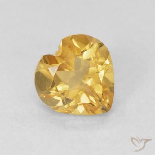 0.73 ct Golden Citrine Stone, Natural Citrine in Heart Facet Shape for Sale