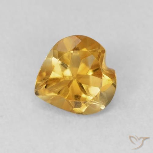 0.66ct Natural Medium Dark-Golden Citrine, Heart, VVS