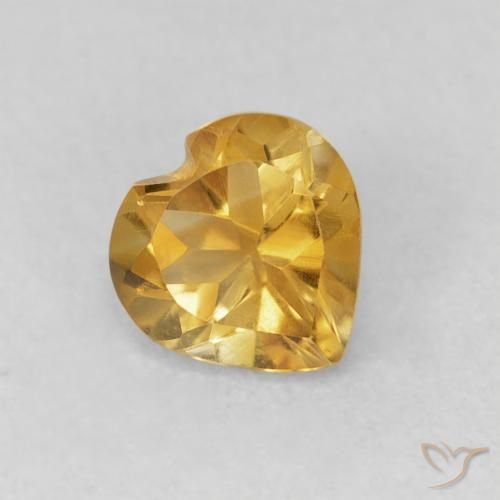 0.66 ct Golden Citrine Stone, Natural Citrine in Heart Facet Shape for Sale