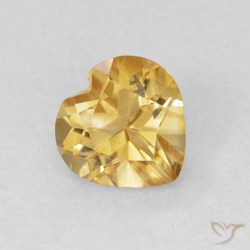 0.79 ct Golden Citrine Stone, Natural Citrine in Heart Facet Shape for Sale