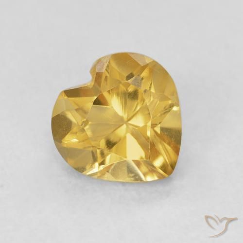 0.79 ct Golden Citrine Stone, Natural Citrine in Heart Facet Shape for Sale