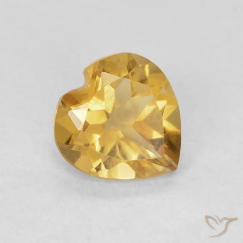 0.67 ct Golden Citrine Stone, Natural Citrine in Heart Facet Shape for Sale