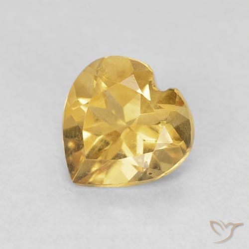 0.71 ct Golden Citrine Stone, Natural Citrine in Heart Facet Shape for Sale