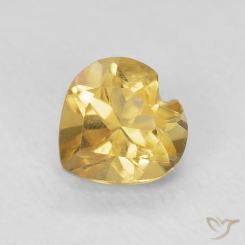 0.75ct Natural Medium Gold Citrine, Heart, VVS