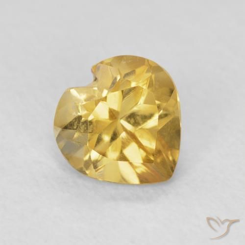 0.75 ct Golden Citrine Stone, Natural Citrine in Heart Facet Shape for Sale