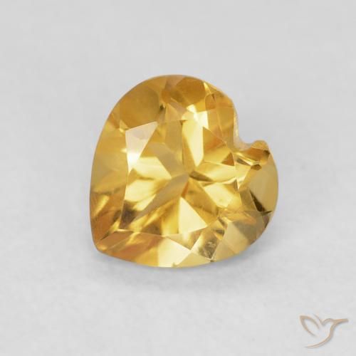 0.71 ct Golden Citrine Stone, Natural Citrine in Heart Facet Shape for Sale