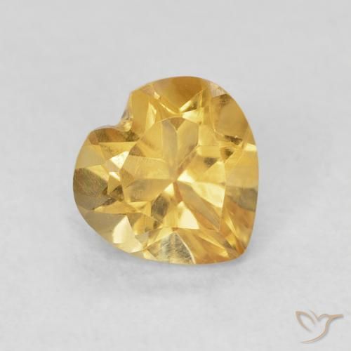 0.74 ct Golden Citrine Stone, Natural Citrine in Heart Facet Shape for Sale