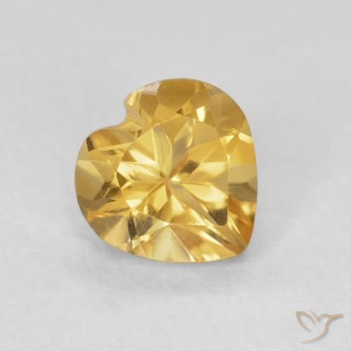 0.74 ct Golden Citrine Stone, Natural Citrine in Heart Facet Shape for Sale