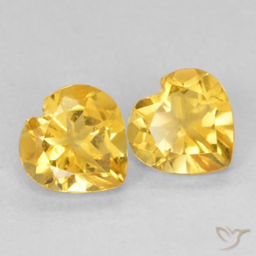1.39 ctw Golden Citrine Stones, Natural Citrine in Heart Facet Shape for Sale