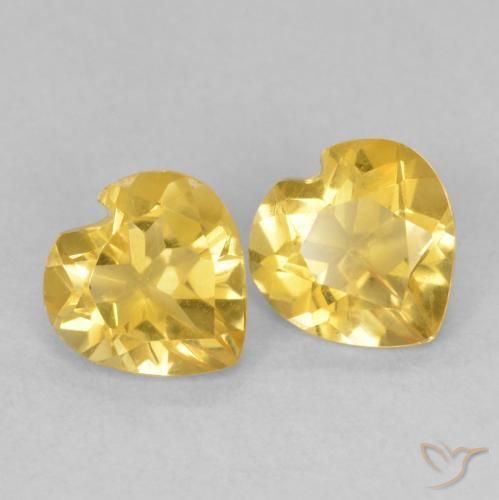 1.25 ctw Golden Citrine Stones, Natural Citrine in Heart Facet Shape for Sale