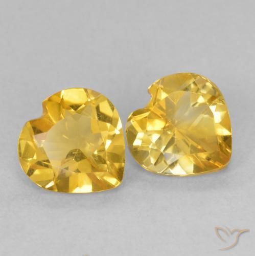1.30 ctw Golden Citrine Stones, Natural Citrine in Heart Facet Shape for Sale