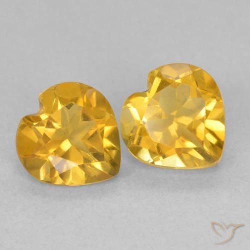 1.40 ctw Golden Citrine Stones, Natural Citrine in Heart Facet Shape for Sale