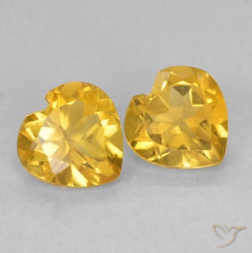 1.38 ctw Golden Citrine Stones, Natural Citrine in Heart Facet Shape for Sale