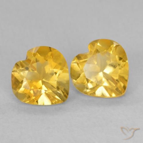 1.41 ctw Golden Citrine Stones, Natural Citrine in Heart Facet Shape for Sale