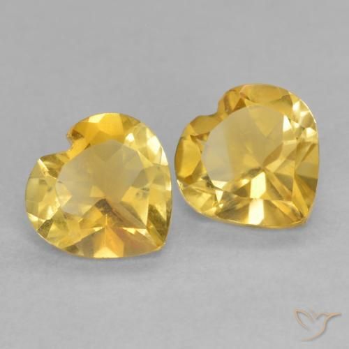 1.31 ctw Golden Citrine Stones, Natural Citrine in Heart Facet Shape for Sale