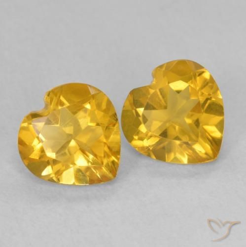 1.41 ctw Golden Citrine Stones, Natural Citrine in Heart Facet Shape for Sale