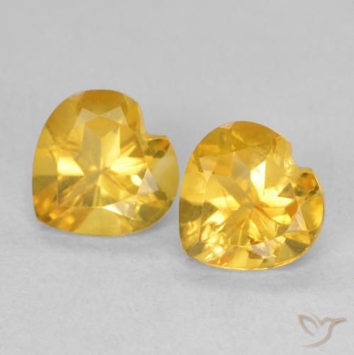 1.40ctw Natural Bright Gold Citrine, Heart, VVS-VS
