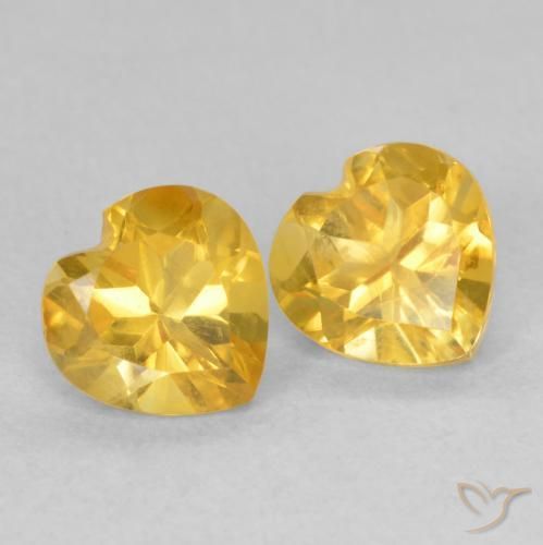 1.40 ctw Golden Citrine Stones, Natural Citrine in Heart Facet Shape for Sale