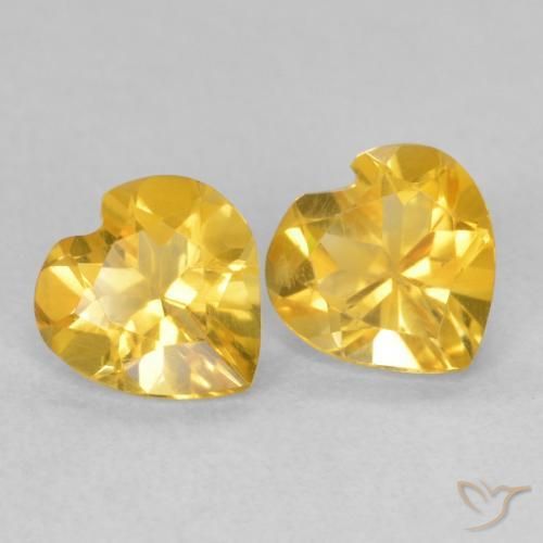 1.28 ctw Golden Citrine Stones, Natural Citrine in Heart Facet Shape for Sale