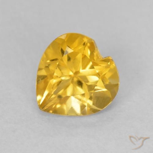 0.73ct Natural Medium Golden Citrine, Heart, VVS-VS