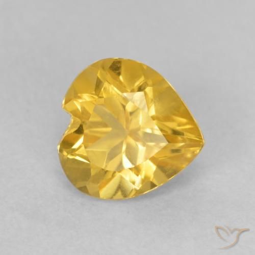0.73 ct Golden Citrine Stone, Natural Citrine in Heart Facet Shape for Sale