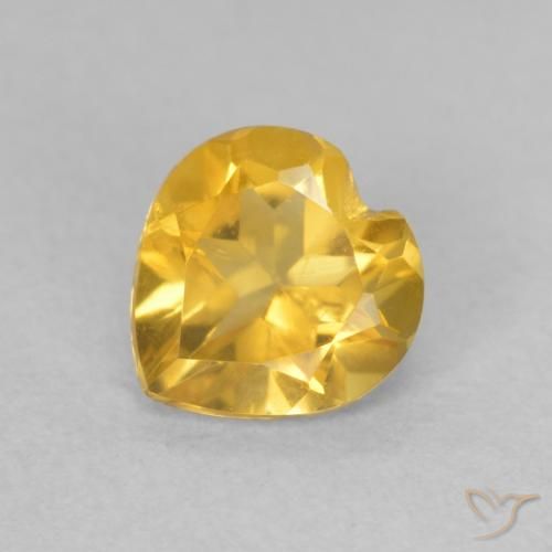 0.63ct Natural Medium Golden Citrine, Heart, VVS-VS