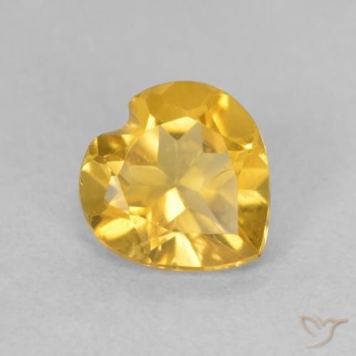 0.63 ct Golden Citrine Stone, Natural Citrine in Heart Facet Shape for Sale