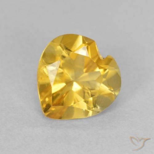 0.73 ct Golden Citrine Stone, Natural Citrine in Heart Facet Shape for Sale