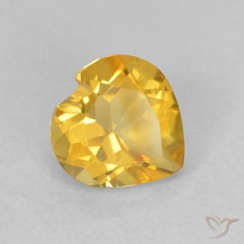 0.74 ct Golden Citrine Stone, Natural Citrine in Heart Facet Shape for Sale