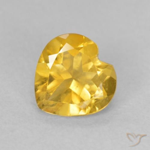 0.71 ct Golden Citrine Stone, Natural Citrine in Heart Facet Shape for Sale