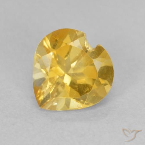 0.80ct Natural Golden Orange Citrine, Heart, VVS-VS