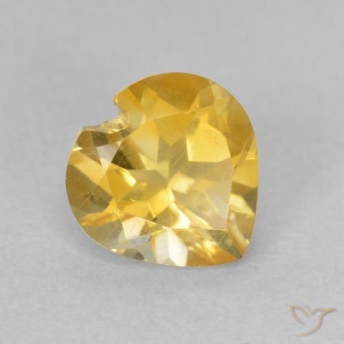0.80 ct Golden Citrine Stone, Natural Citrine in Heart Facet Shape for Sale