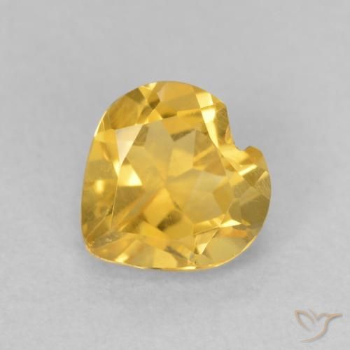 0.69ct Natural Medium Golden Citrine, Heart, VVS-VS