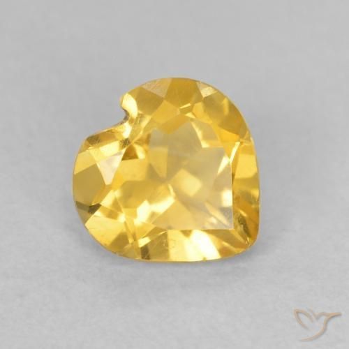 0.69 ct Golden Citrine Stone, Natural Citrine in Heart Facet Shape for Sale