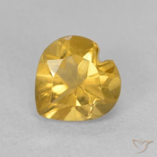 0.75ct Natural Medium Golden Citrine, Heart, VVS-VS