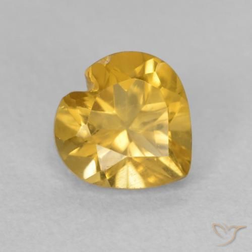 0.75 ct Golden Citrine Stone, Natural Citrine in Heart Facet Shape for Sale