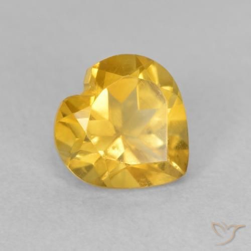 0.76 ct Golden Citrine Stone, Natural Citrine in Heart Facet Shape for Sale