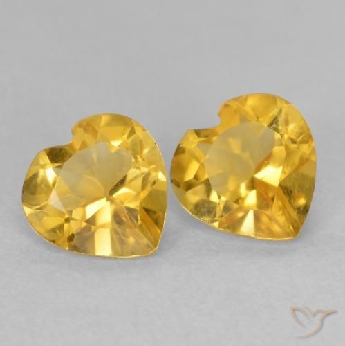 1.34 ctw Golden Citrine Stones, Natural Citrine in Heart Facet Shape for Sale