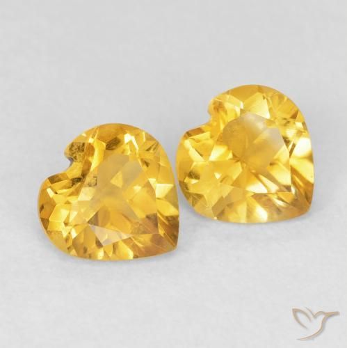 1.35 ctw Golden Citrine Stones, Natural Citrine in Heart Facet Shape for Sale