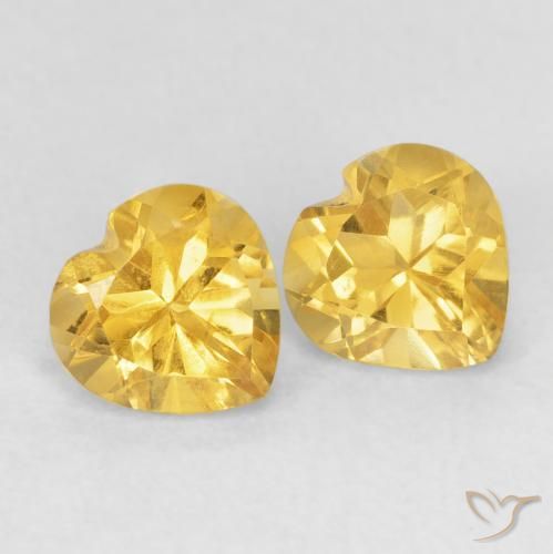 1.63 ctw Golden Citrine Stones, Natural Citrine in Heart Facet Shape for Sale