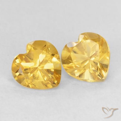 1.51 ctw Golden Citrine Stones, Natural Citrine in Heart Facet Shape for Sale
