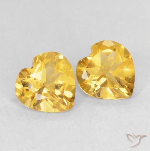 1.28 ctw Golden Citrine Stones, Natural Citrine in Heart Facet Shape for Sale