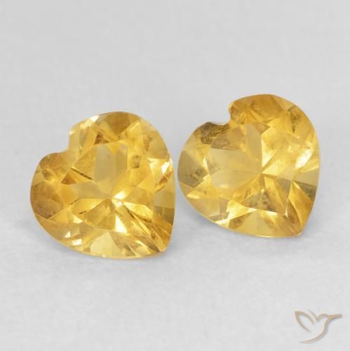 1.46 ctw Golden Citrine Stones, Natural Citrine in Heart Facet Shape for Sale