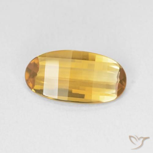 2.17 ct Golden Citrine Stone, Natural Citrine in Oval Concave Cut Shape for Sale